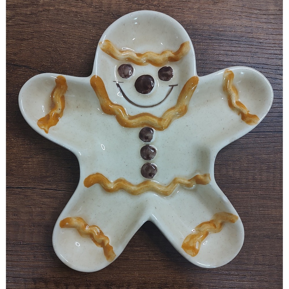 Vintage 1950s Los Angeles Pottries Pottery Gingerbread Man Dish MCM Holiday USA